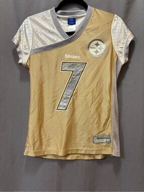 Pittsburgh Steelers Women's Gold Roethlisberger Short Sleeve Jersey